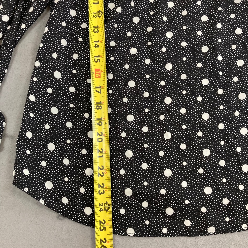 Talbots Petite Small Black White Polka Dot Tie Sleeve Blouse Top - Picture 6 of 7